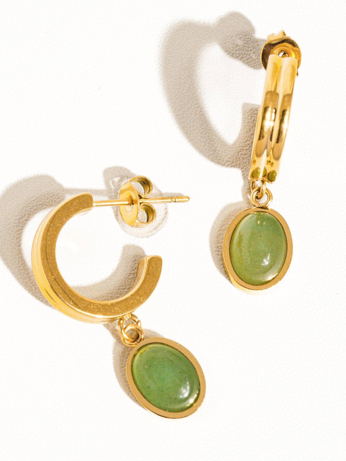 Classic Round Jade Stone Dangle Earring