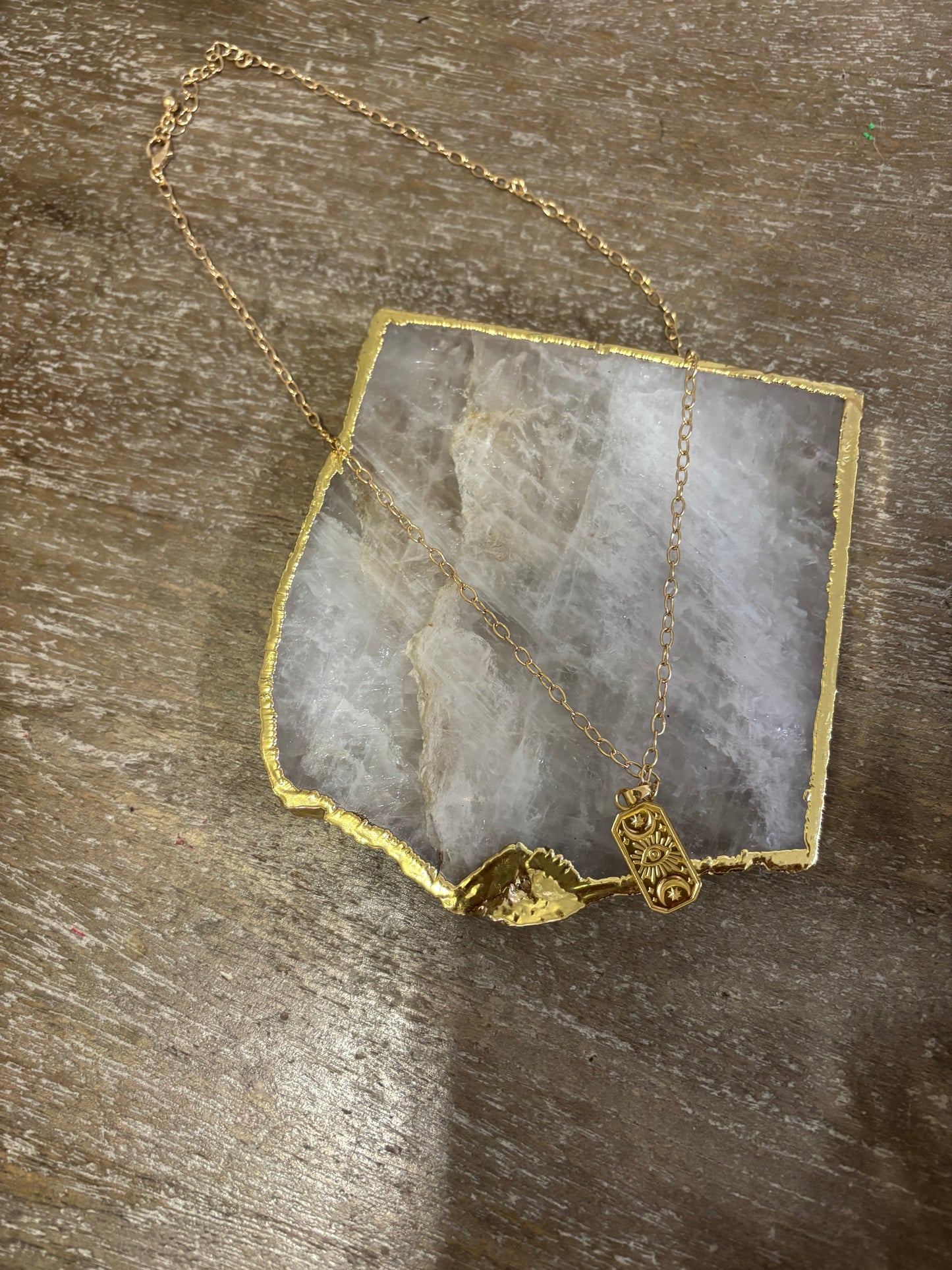 Celestial Gaze Gold Bar Eye Necklace