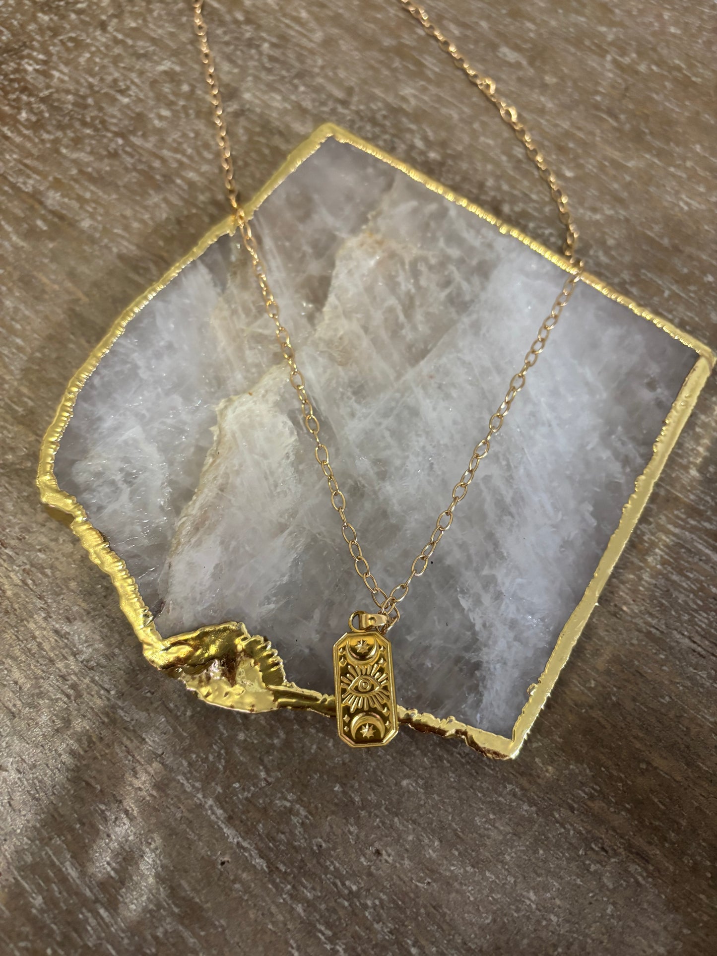 Celestial Gaze Gold Bar Eye Necklace