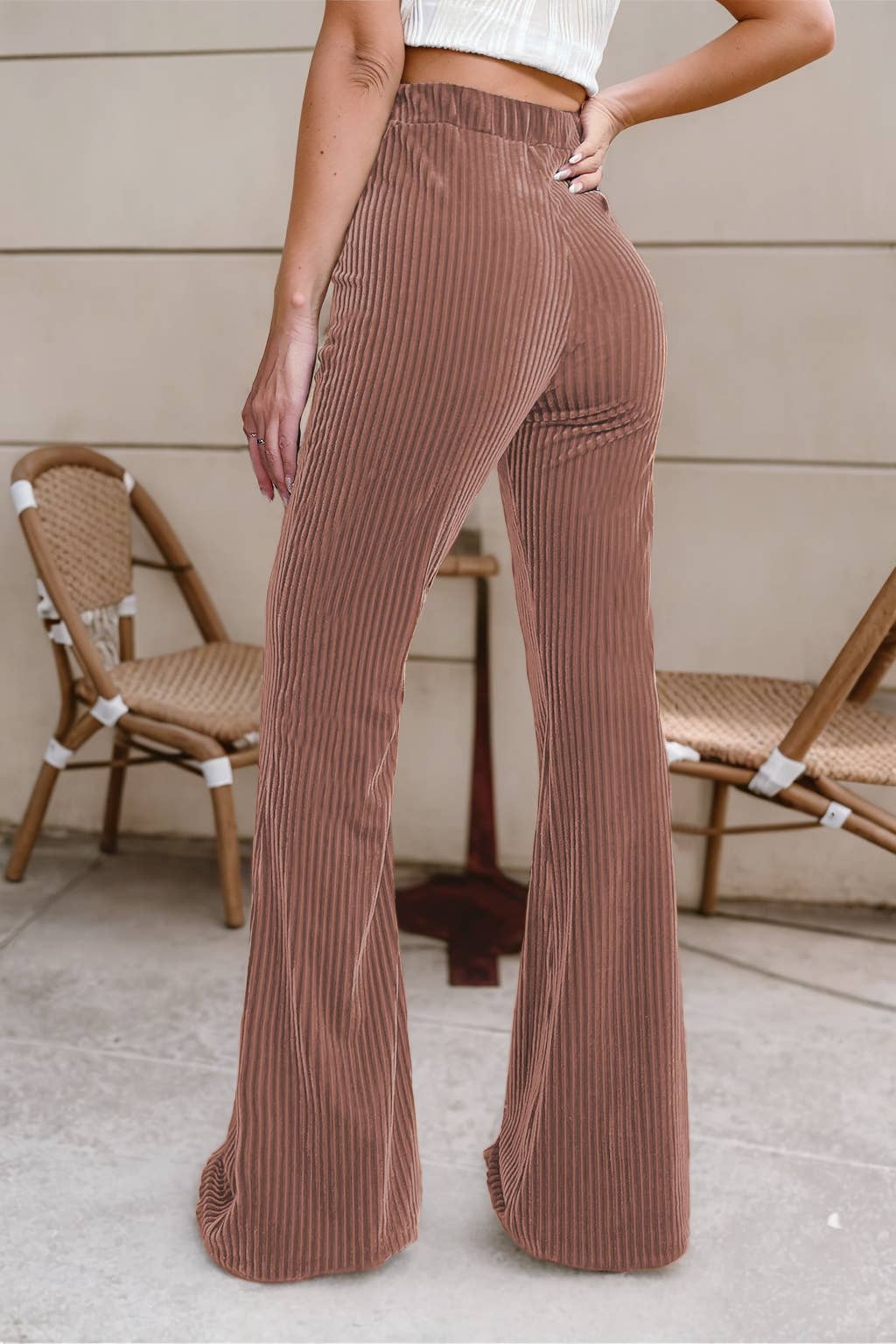 High Waist Flare Corduroy Style Pants