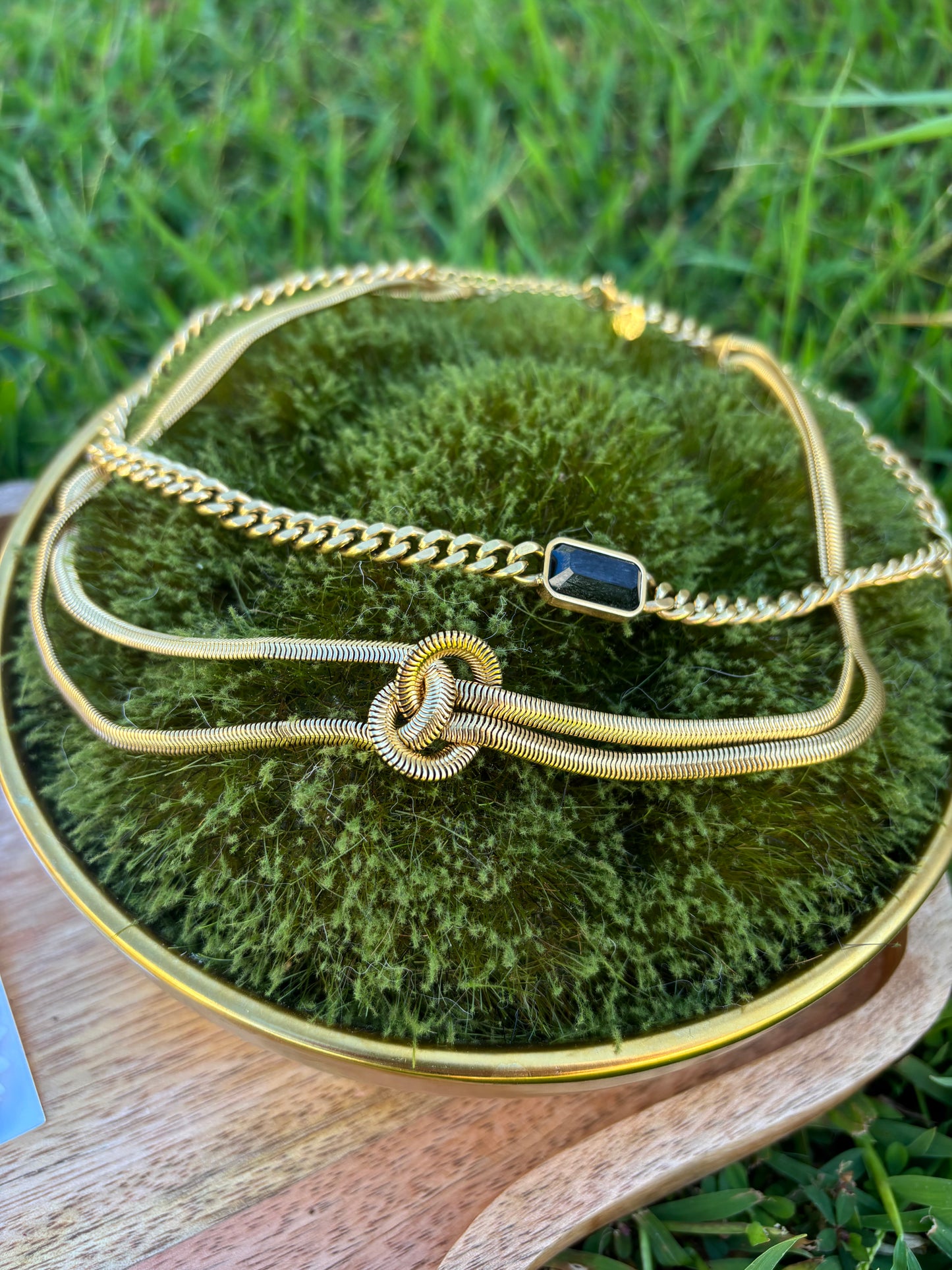 Black Stone Chain Necklace - WATERPROOF