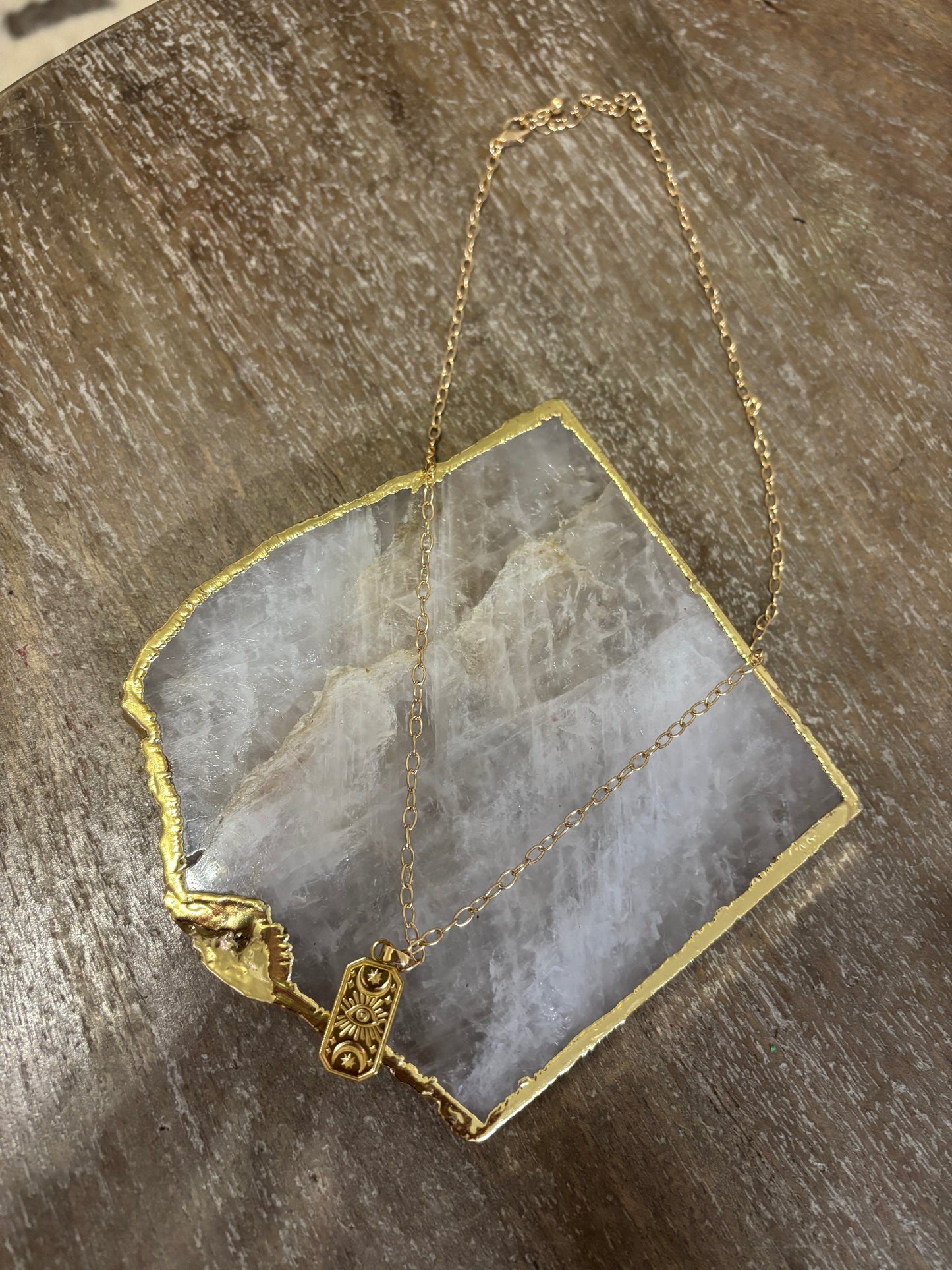 Celestial Gaze Gold Bar Eye Necklace